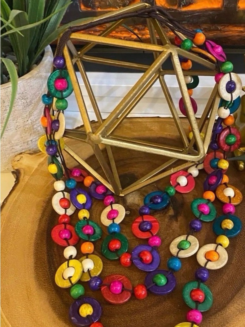NWT Vivid Multistrand Wooden Bead Necklace
